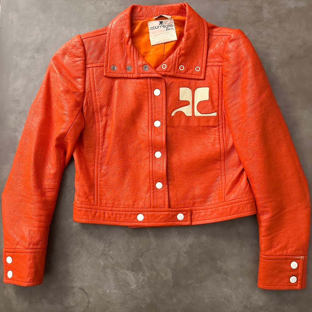 Courreges vinyl jacket orange from the 60s